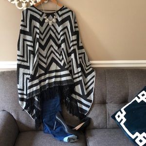 Black & Grey sweater poncho/blanket sweater